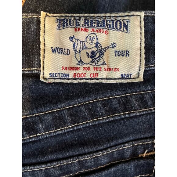 True Religion Women's Boot Cut Jeans 2 Short W24 L25 Body Rinse Blue Low Rise - Picture 3 of 4